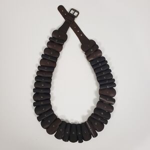 Women's Scrunched Ruched Ruffle Western Boho Brown Leather Belt